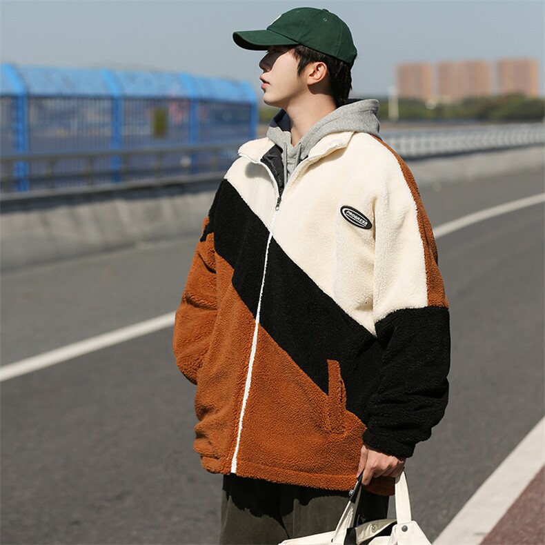 2024冬季加绒加厚棉服羊羔绒百搭潮流保暖ins外套男装MY105P95，男装夹克，电商A086