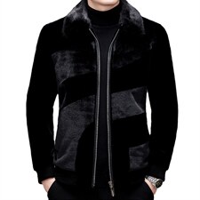 21秋冬男款纯色翻领休闲金貂绒保暖夹克外套棉服SNNJDR11823-P440图片