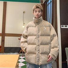 字母刺绣灯芯绒麻花条冬季纯色棉衣棉服外套男XMY2312-P115控158，男装棉衣，电商B370