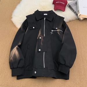 设计感解构飞行员夹克男美式潮流cleanfit上衣春秋季宽松情侣外套图片