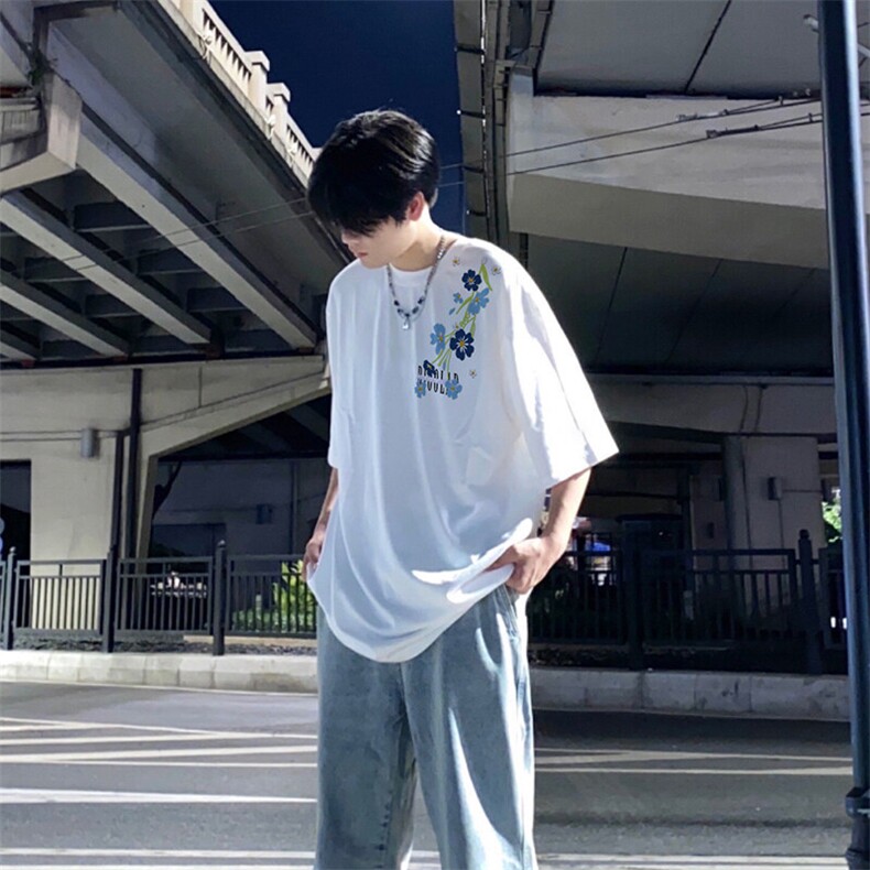 万针全刺绣解构设计260克重磅双纱纯棉高品质美式高街短袖T恤特39,男装T恤,电商A486-1