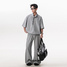 短袖T恤POLO衫套装潮流百搭直筒宽松裤男女TZ307P85，男装T恤，星座201-2