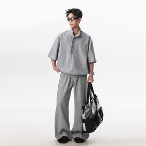 短袖T恤POLO衫套装潮流百搭直筒宽松裤男女TZ307P85,皮草搭配短款百褶蓬蓬裙图片