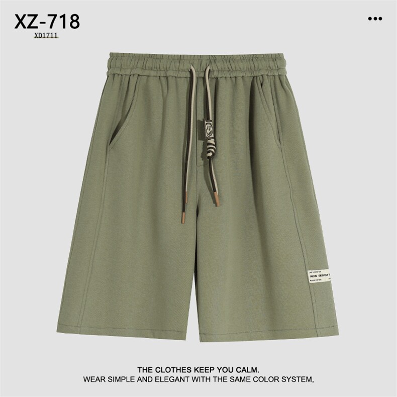 运动抽绳短裤男夏季街头潮牌设计感小众绣标华棉短裤XD1711特批35图片