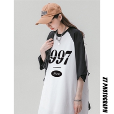 中性风新款夏季时尚百搭宽松圆领100棉印花短袖T恤DT457P40控58，男装T恤，A247A