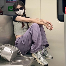 AK2337-P50工装裤小个子薄款裤子宽松高腰休闲运动阔腿裤，女装休闲裤，星座617A-2