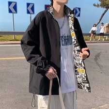 2021新款秋季两面穿外套复古港风百搭ins宽松网红夹克W1349-P58，男装夹克，星座512-4