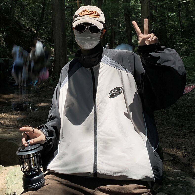 防晒衣男士韩版潮流拼色百搭宽松2024夏季ins帅气外套W5851-P41,男装防晒衣,星座412-3