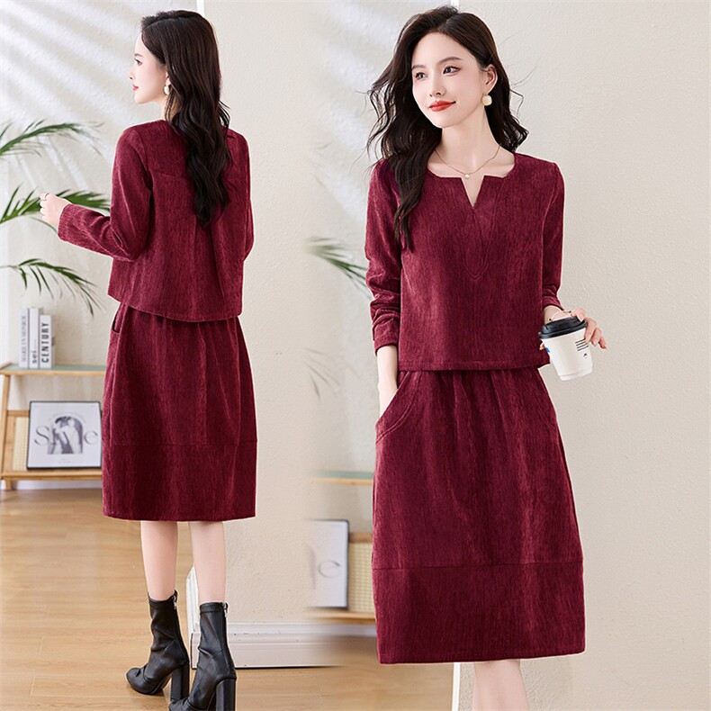 洋气高级感套装裙女2025春季新款时尚喜婆婆婚宴减龄半身裙两件套，女装套装/套裙，姿衣坊