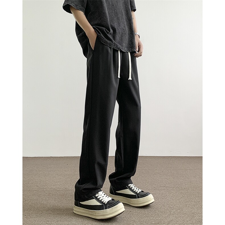 217-2-HK2455-P45春季新款直筒休闲裤男大码抽绳西装裤垂感小西裤，男装西服套装，星座217-2