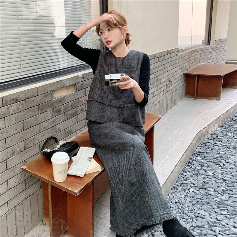 现货新款马甲半裙打底三件套25089P170K258,女装套装/套裙,2D035