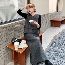 现货新款马甲半裙打底三件套25089P170K258，女装套装/套裙，2D035