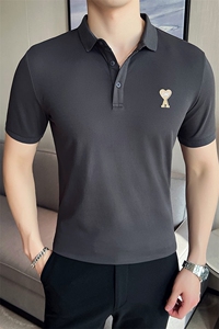 2024夏季新款 英伦风高品质修身刺绣POLO衫冰丝短袖T恤男D251-p48图片