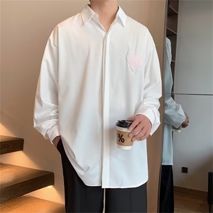 慵懒风复古长袖衬衫男春秋季原宿设计感港风休闲衬衣C640-P40图片