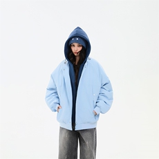 !潮流冬季连帽拉链加绒加厚棉衣情侣撞色棉服外套MY5567-P78，男装棉衣，星座610B-1