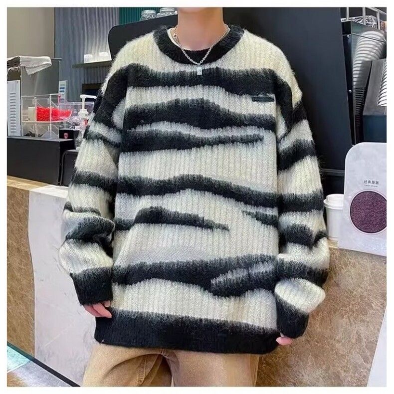 MM108-P68条纹针织衫毛衣不规则男女上衣氛围感美式复古秋冬,针织衫/毛衣,星座617A-2