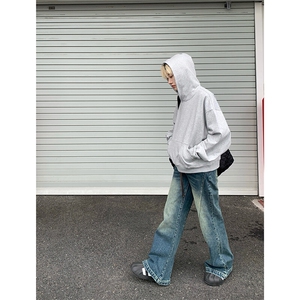 春秋季cleanfit男生短款卫衣美式重磅连帽大帽衫廓形外套潮WY004图片