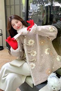数据好 立体花朵羊羔毛90羽绒内胆外套265K398图片