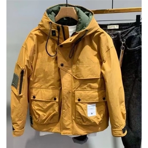 韩系大兜休闲冲锋衣男新款潮百搭外套纯色防风棉服上衣TT082 P140图片