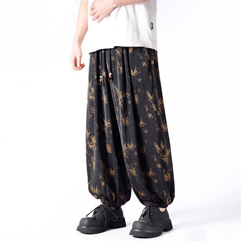 现货新中式早秋新款男士大码灯笼裤九分休闲裤子K315-70控98图片