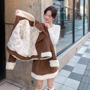 【冬款现货】皮毛一体拼接加厚羽绒套装裙2D148-A359-P260-K385图片