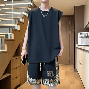 小熊短裤两件套夏季背心休闲运动套装无袖T恤潮A266-TZ3308-P46图片