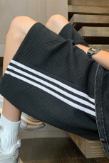 侧边竖条纹短裤X5511-TP30控价48宽松直筒百搭阔腿五分裤条纹裤，男装休闲裤，电商A102-1