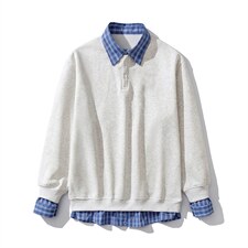 可二开衬衫领卫衣男:表面棉底部聚酯纤维78010P58控88，男装衬衫，星座227-7