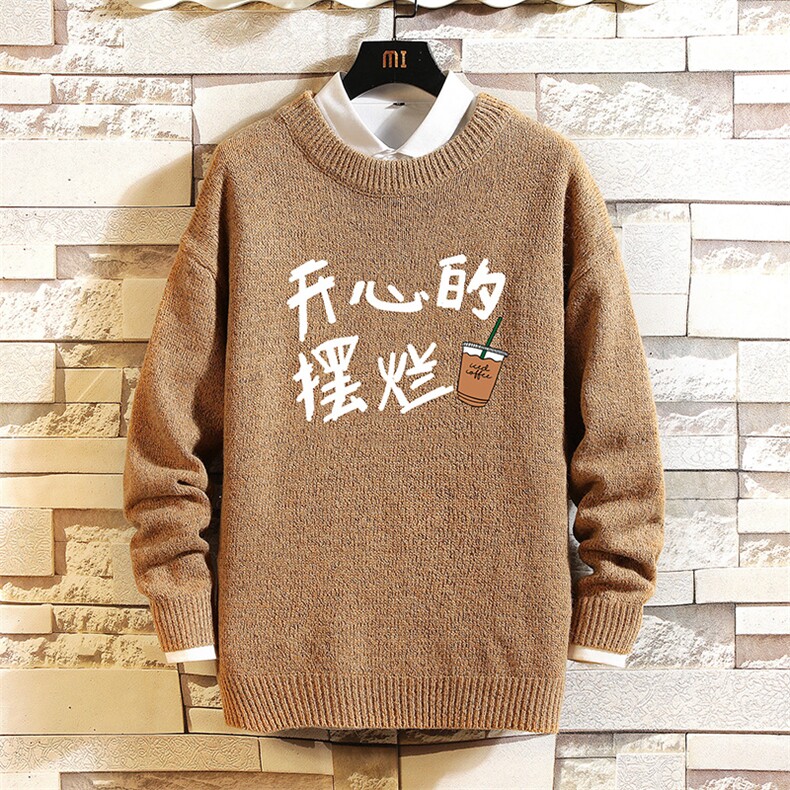 加厚加绒毛衣男大码毛线衣男针织衫M19348-P45加绒款-P65砖墙,男装针织衫/毛衣,电商A040A