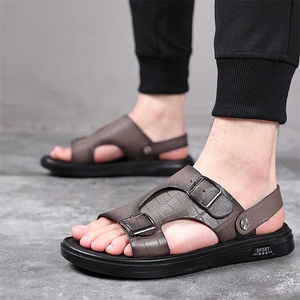 X4026-P135夏季头层羊皮男士凉鞋室外沙滩鞋凉拖图片