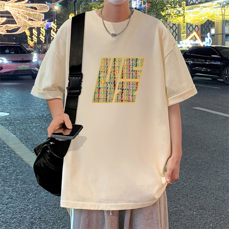 T767P26夏季新品港风高街美式短袖T恤宽松ins重磅纯棉体恤,男装T恤,星座304A
