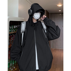 冲锋衣连帽夹克男宽松落肩纯色上衣外套DSA157B-J208-P60，男装夹克，电商A157B