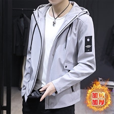 2021秋冬潮流百搭男士连帽外套休闲潮牌夹克男加绒1902/，男装夹克，星座1506-1