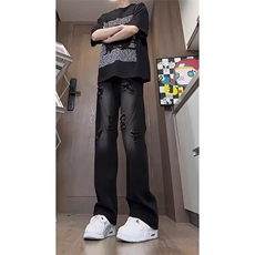 美式破洞牛仔裤男高街炸街痞帅宽松直筒裤潮513ACK2691P40，男装牛仔裤，星座513A