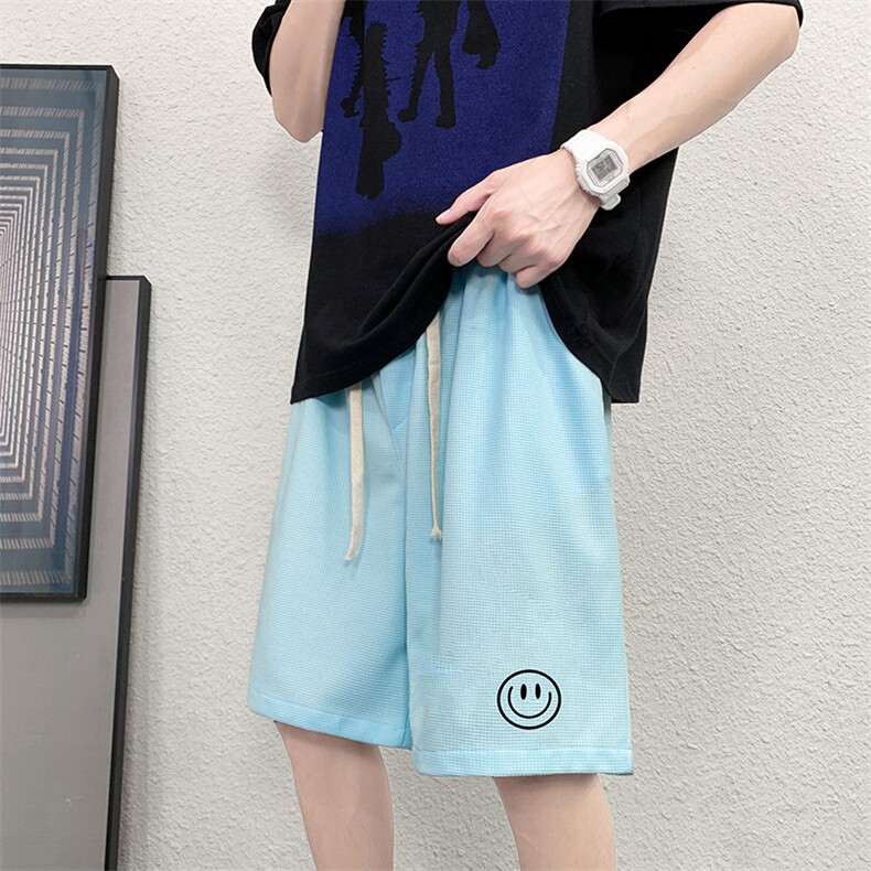 HD74224-P22华夫格短裤男大码宽松五分裤男直筒中裤,男装休闲裤,电商A040