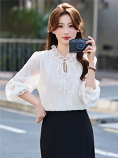 BAO现货2026春季新款时尚气质优雅立体织花减龄显瘦长袖百搭衬衣，女装衬衫，时尚俏佳人