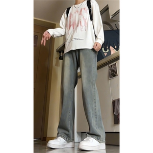 春季加长版裤子男高个子美式高街188cm110牛仔裤直筒长裤KZ010P58图片