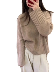 高领羊毛衫女宽松加厚慵懒风打底针织廓形毛衣，女装羊毛衫，思途羊绒