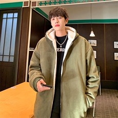 现货抖音得物二开可供视频麂皮绒加绒加厚连帽棉衣外套棉服MJP03，男装棉衣，电商A486