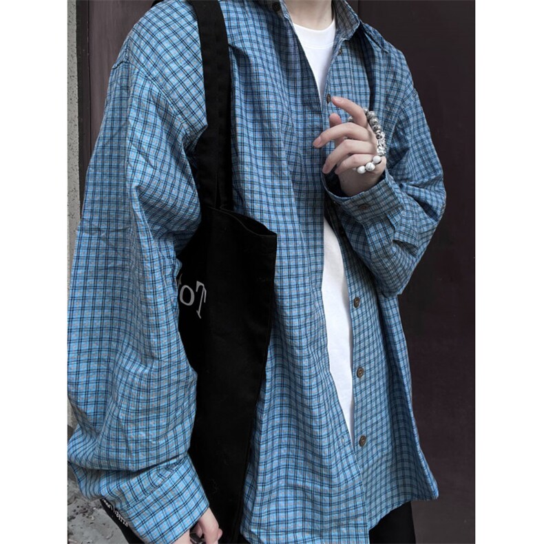 【有货】DY17-P45慵懒风格子衬衫男秋新品简约长袖外搭通勤小衫,男装衬衫,星座603-2