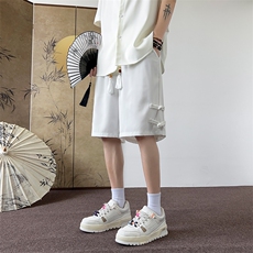 新中式大码宽松盘扣休闲裤短裤五分裤A014-DY25071-特P25控48，男装休闲裤，电商A014