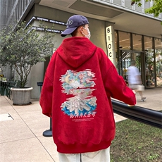 特P43控78秋季360G麂皮绒印花宽松休闲连帽卫衣JWY3220，男装卫衣，电商B370