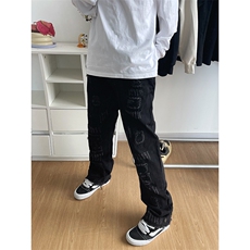 B221美式ins高街小众假破洞修身微喇牛仔裤LK22065-P65控88，男装牛仔裤，电商B221