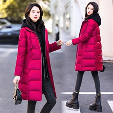 时尚亮面长款羽绒服女修身显瘦保暖外套90%白鸭绒填充免洗易打理冬季必备单品，女装羽绒服，依如秀(原杭风阁)