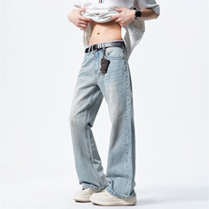 高品质#美式复古高街休闲微喇牛仔长裤A080-8808-P75控118，男装牛仔裤，电商A080