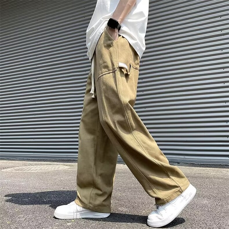 美式ins潮牌街头风简约休闲直筒抽绳运动裤男oversize垂坠感长裤,女装休闲裤,星座310B-2