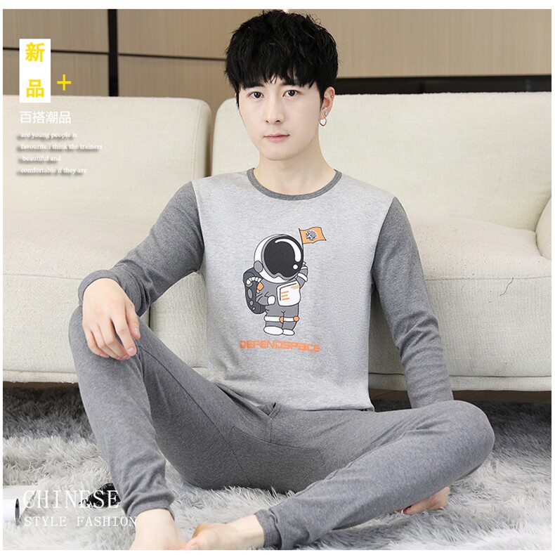 男士秋衣秋裤纯棉面料薄款保暖内衣套装TZ1505-P42，男装休闲套装，星座310B-3