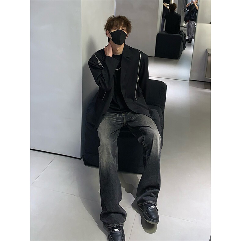秋季潮流百搭款外套美式小西服夹克宽松休闲上衣HY612TP75,男装夹克,电商A102B