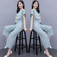 2021年夏季时尚套装直筒裤短袖两件套，女装套装/套裙，丽美静依