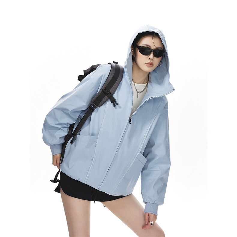 可二开拉链装饰解构大码M-5XL夹克女100%聚酯纤维JK78092P69控108,女装短外套,星座226-1